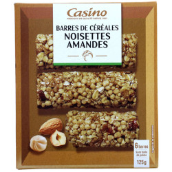 CASINO Barres céréales amandes noisettes - 125g