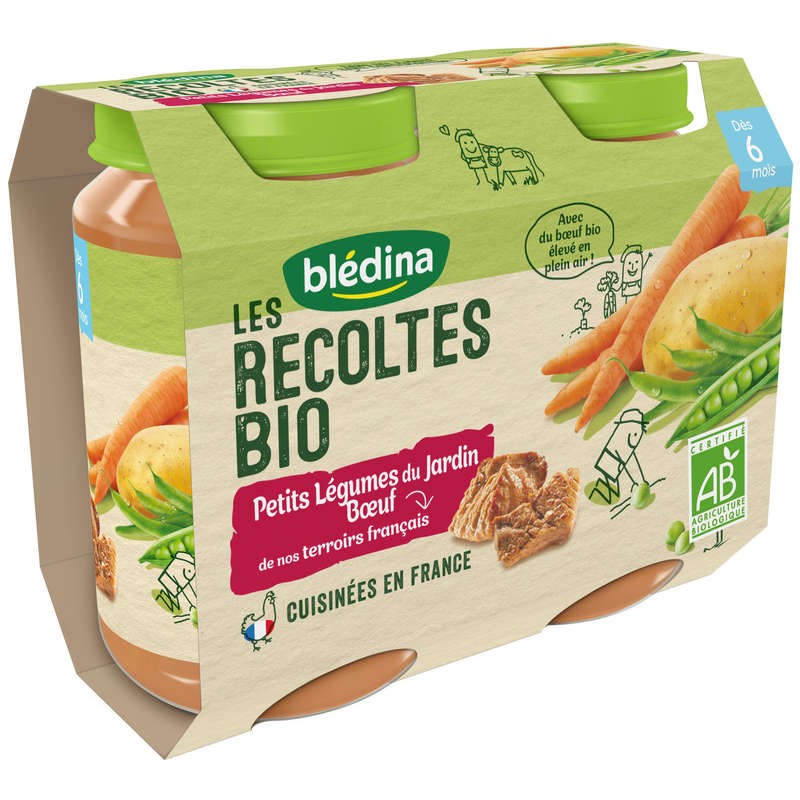 BLEDINA Petits pots Légumes Jardinière bœuf Bio - 2x200g