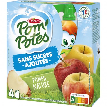 Pom'Potes pomme nature sans sucre ajouté - 4x90g