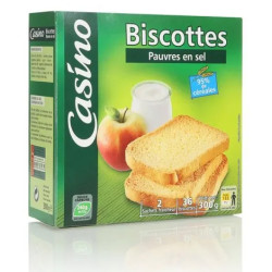 CASINO Biscottes sans sel 36 tranches - 300g