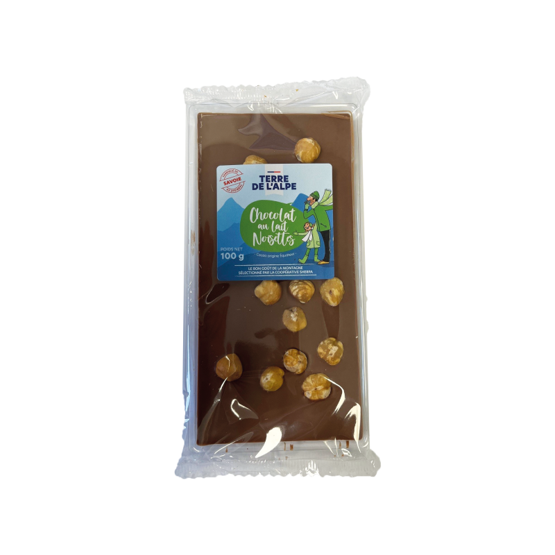 TERRE DE L'ALPE Tablette Chocolat Lait Noisettes - 100g