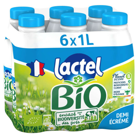 Lactel Lait Demi-Écrémé Bio 6x1L