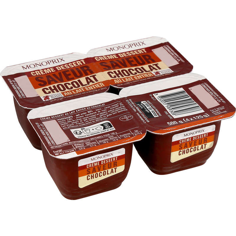 Monoprix Crème Dessert Saveur Chocolat 4x125g