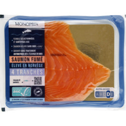 Monoprix Saumon Fumé élevé en Norvège 140g