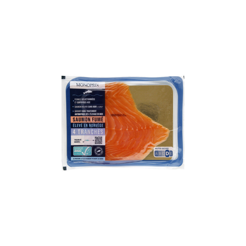 Monoprix Saumon Fumé élevé en Norvège 140g