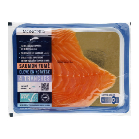 Monoprix Saumon Fumé élevé en Norvège 140g