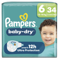 Pampers Baby-Dry Taille 6 - 13kg-18kg – x34 Couches
