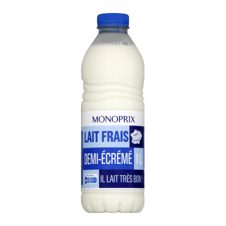 Monoprix Lait frais demi-écrémé 1L