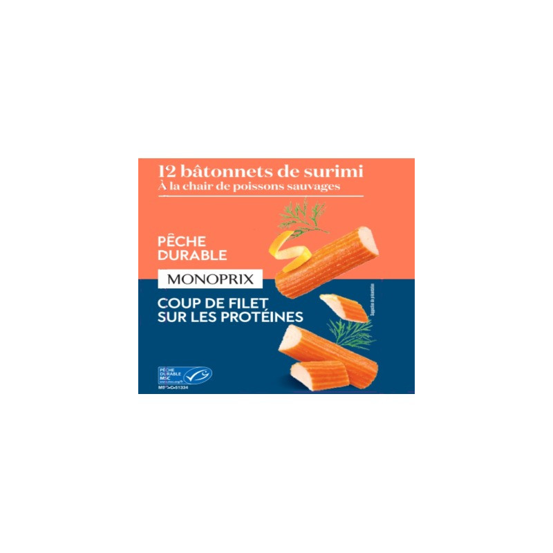 Monoprix 12 Bâtonnets Surimi MSC 200g