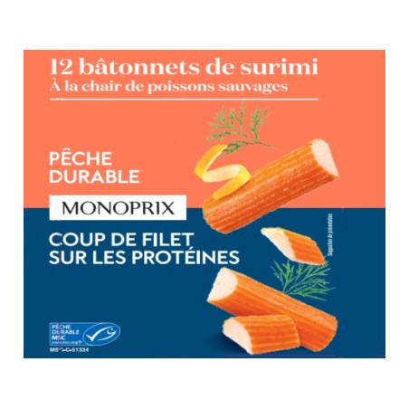 Monoprix 12 Bâtonnets Surimi MSC 200g
