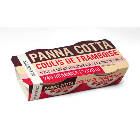 Monoprix Panna Cotta Coulis Au Framboises 2x120g