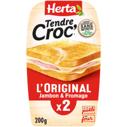 Herta Tendre Croc' L'Original Croque-Monsieur Jambon & Fromage x2 - 200g