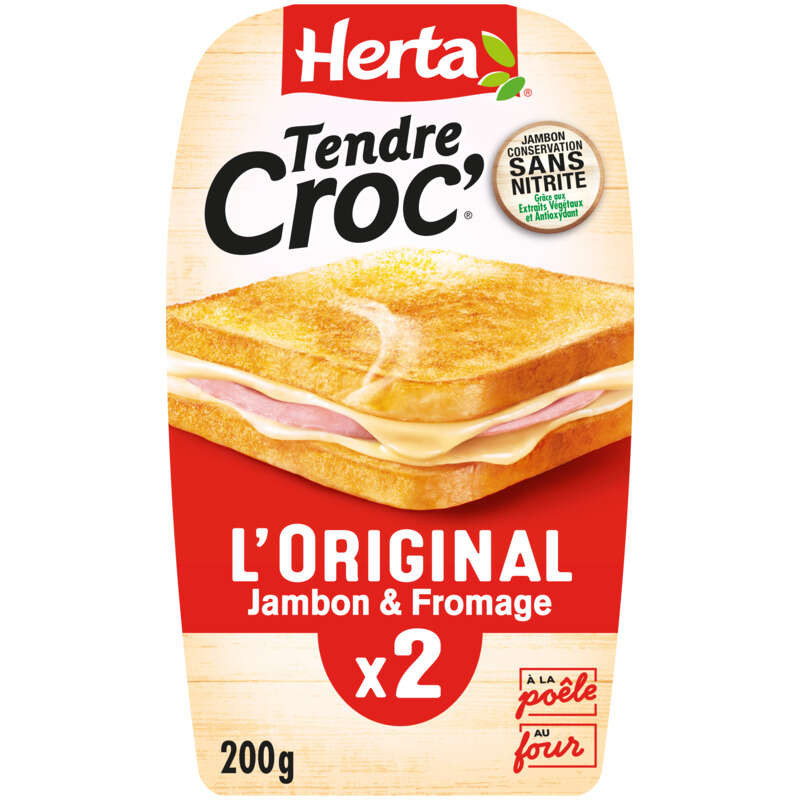 Herta Tendre Croc' L'Original Croque-Monsieur Jambon & Fromage x2 - 200g