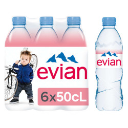 Evian Eau Minérale Naturelle Plastique Recyclé 6x50cl