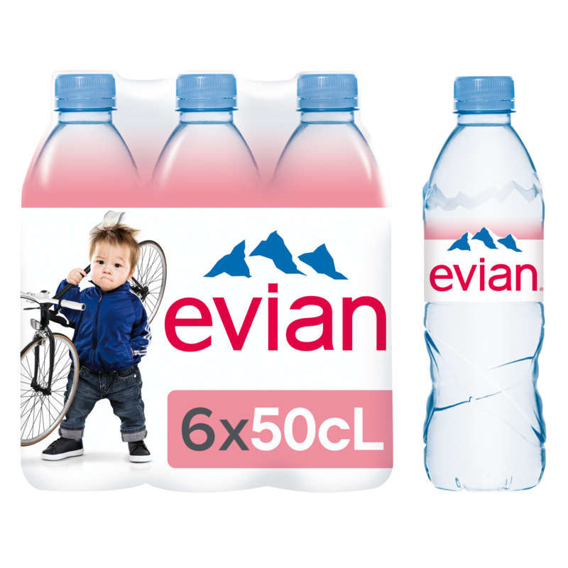 Evian Eau Minérale Naturelle Plastique Recyclé 6x50cl