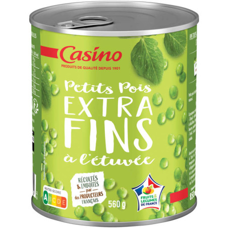 Casino Petits pois à l'étuvée extra-fins - 560g