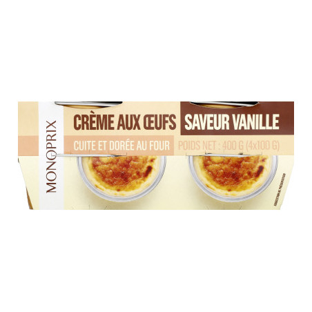Monoprix Crème aux œufs saveur vanille 4x100g