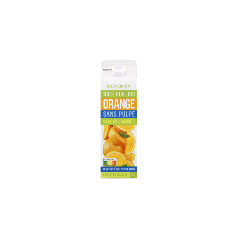 Monoprix Jus d'orange sans pulpe 100% pur jus 1L