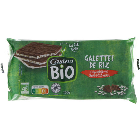 Casino Bio Galette - Riz - Chocolat Noir - Biologique - 100G