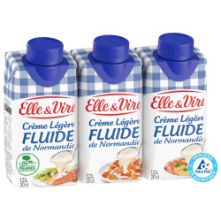 Elle&Vire Crème Légère Fluide de Normandie 12%MG Lot 3x20cl
