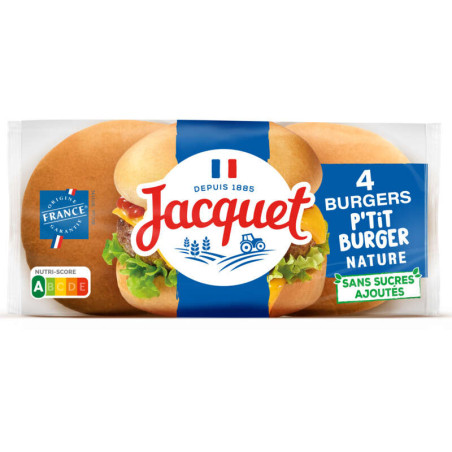 Jacquet Pain Spécial Hamburger sans sucres ajoutés x4 220g