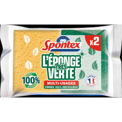 Spontex Éponges Végétales Grattantes-Fibres recyclées x2