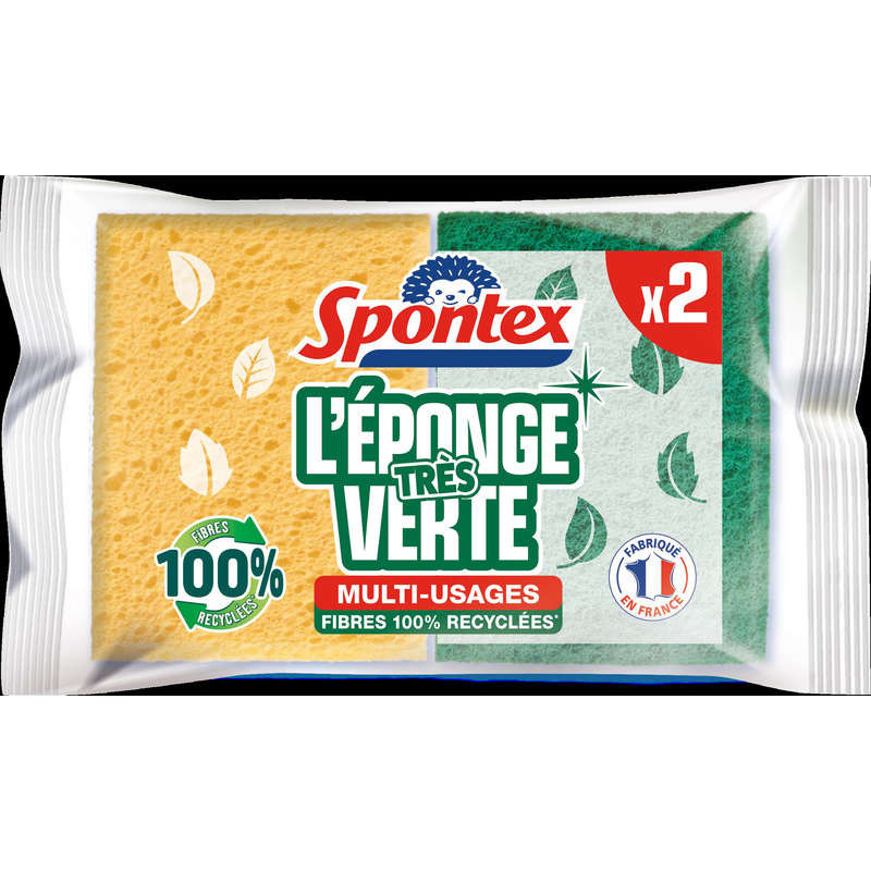 Spontex Éponges Végétales Grattantes-Fibres recyclées x2