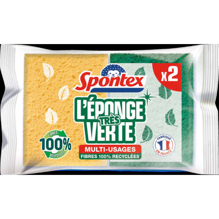 Spontex Éponges Végétales Grattantes-Fibres recyclées x2