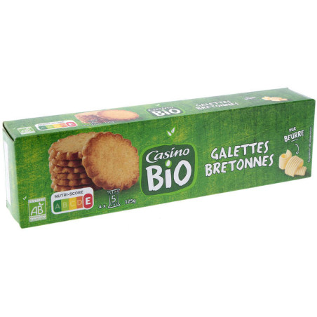 Casino Bio Galettes bretonnes - Pur beurre - Biologique - 125g