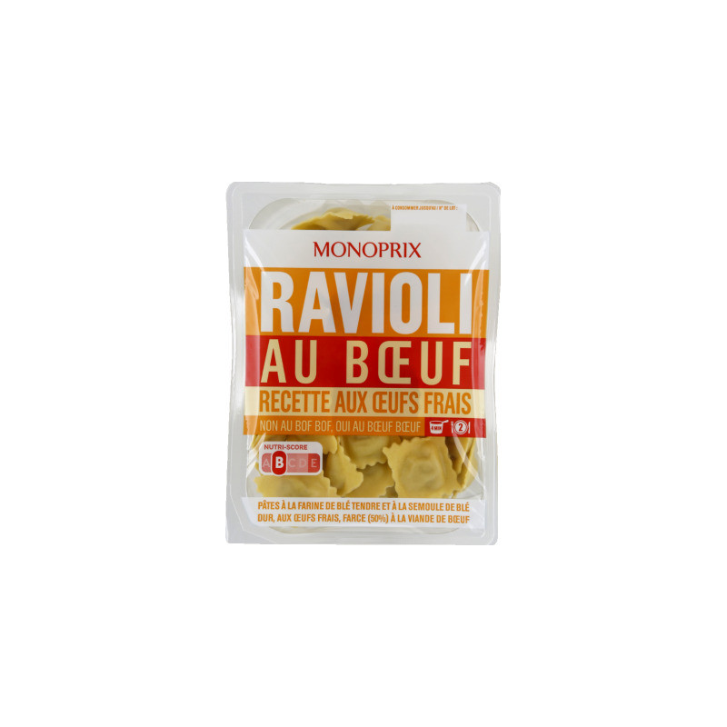 Monoprix Ravioli pur bœuf aux œufs frais 300g