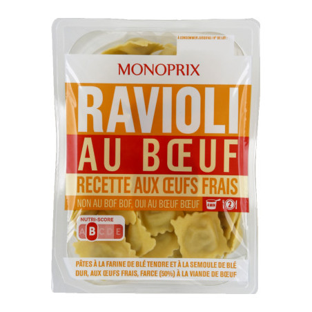 Monoprix Ravioli pur bœuf aux œufs frais 300g
