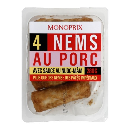 Monoprix Nems de porc x4 280g