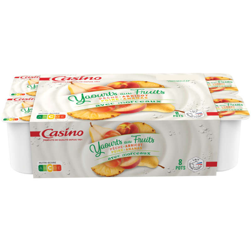 Casino Yaourts aux fruits - Fruits jaunes - Avec morceaux - 8 pots - 8x125g