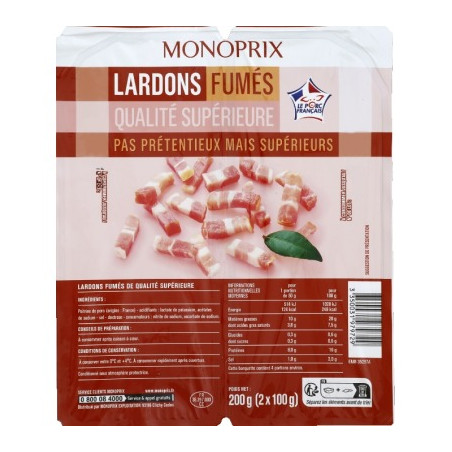 Monoprix Lardons Fumés Qualité Supérieure 200g