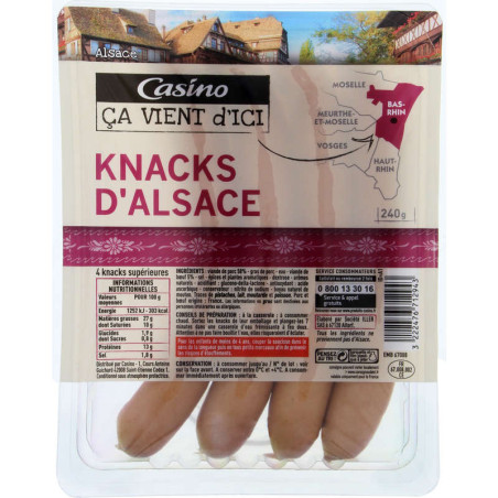 Casino Ça Vient D'Ici Knacks d'Alsace - Saucisses - x4 - 240g