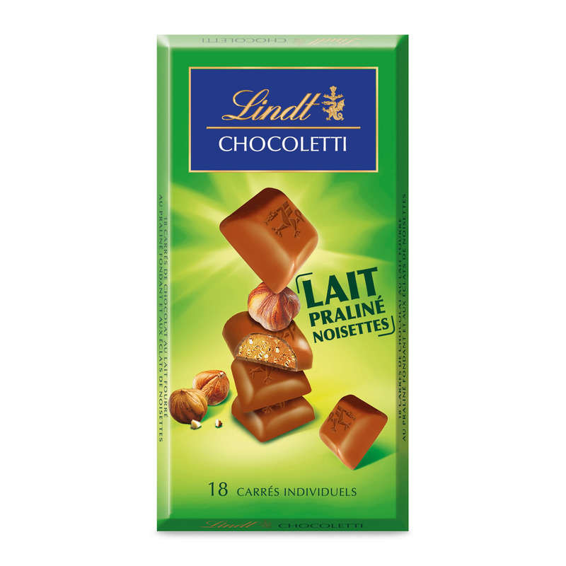 Lindt Chocoletti Tablette Chocolat Lait Praliné Noisettes 100g