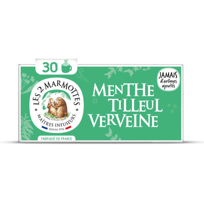 Les 2 Marmottes Infusion Menthe Tilleul Verveine x30