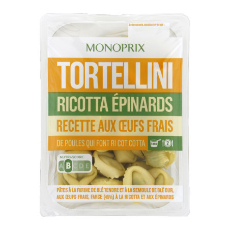 Monoprix Tortellini ricotta épinards aux œufs frais 300g