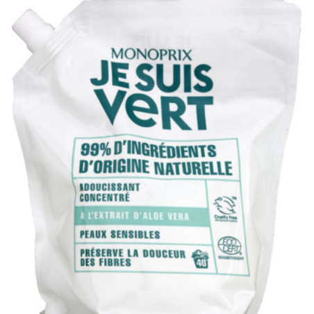 Monoprix Je Suis Vert Adoucissant Concentré Peaux Sensibles 0,75L