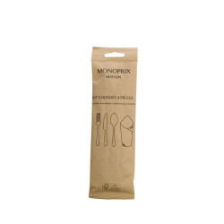 Monoprix kit couvert en bois x4 pièces