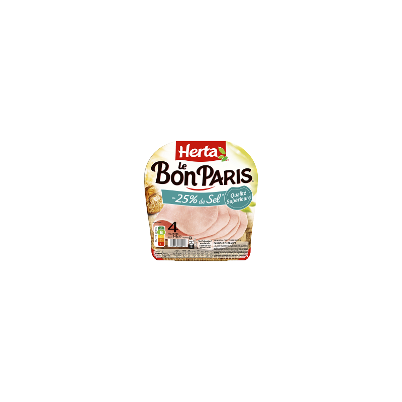 HERTA Jambon Le Bon Paris -25% de sel - 4 tranches - 140g