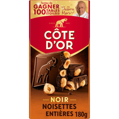 Côte D'Or Tablette Chocolat Noir Aux Noisettes Entières 180g