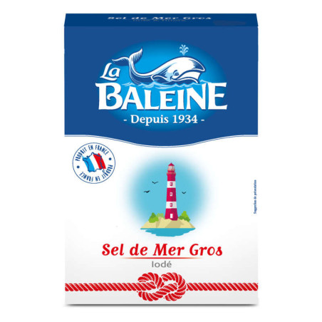 La Baleine Sel de mer gros iodé étui carton 1kg