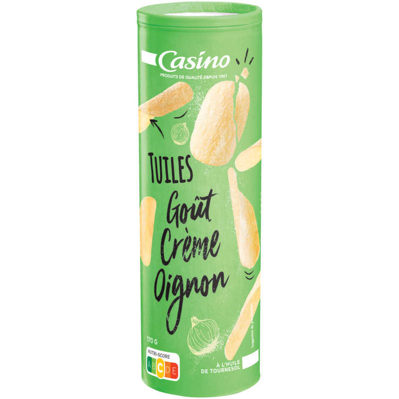 Tuiles - Biscuits apéritifs - Goût crème oignon - 170g