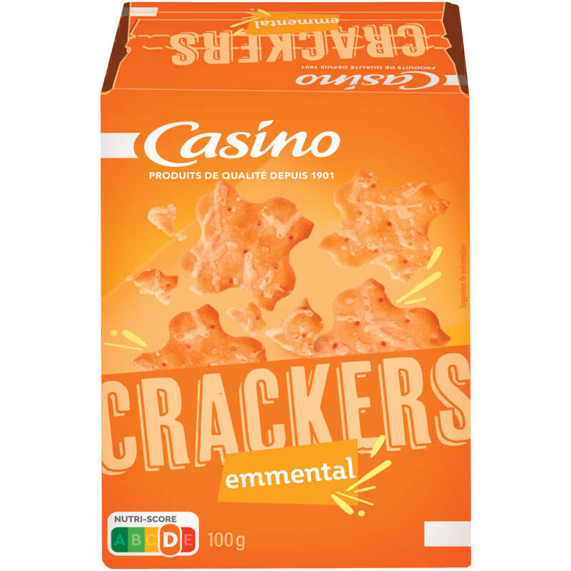 Casino Crackers - Biscuits apéritifs - Emmental - Sans huile de palme - 100g