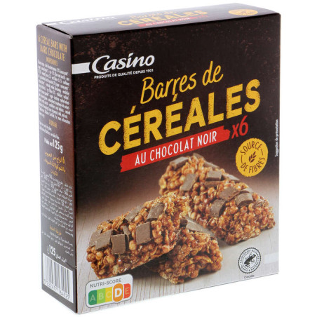 Casino Barres de céréales - Chocolat noir - 125g