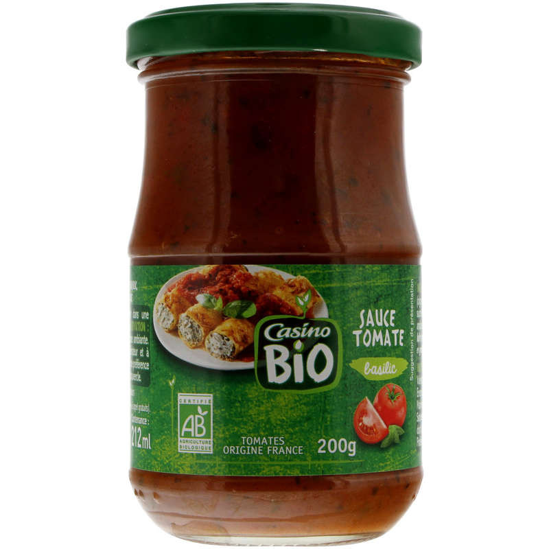Casino Bio Sauce tomates - Basilic - Biologique - 200g