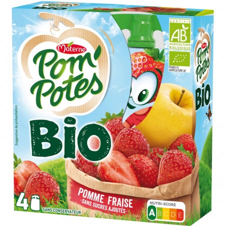 Pom'Potes Pomme Fraise Bio - 4x90g