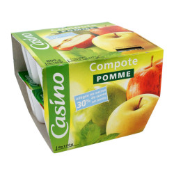 CASINO Compote Pomme allégée en sucres - 8x100g