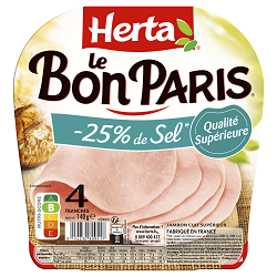 HERTA Jambon Le Bon Paris -25% de sel - 4 tranches - 140g